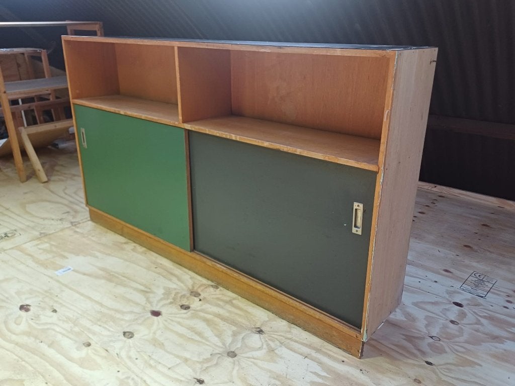 | Schoolkast | Dressoir | Jaren 60 | Vintage, Ophalen, Gebruikt, Met deur(en), 150 tot 200 cm
