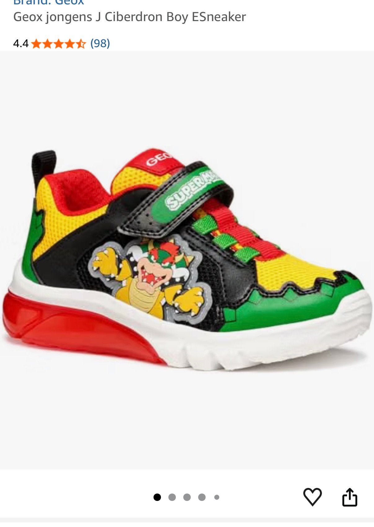 Geox Super Mario Bowser sneakers met lichtjes – maat 28, Ophalen of Verzenden, Zo goed als nieuw, Schoenen