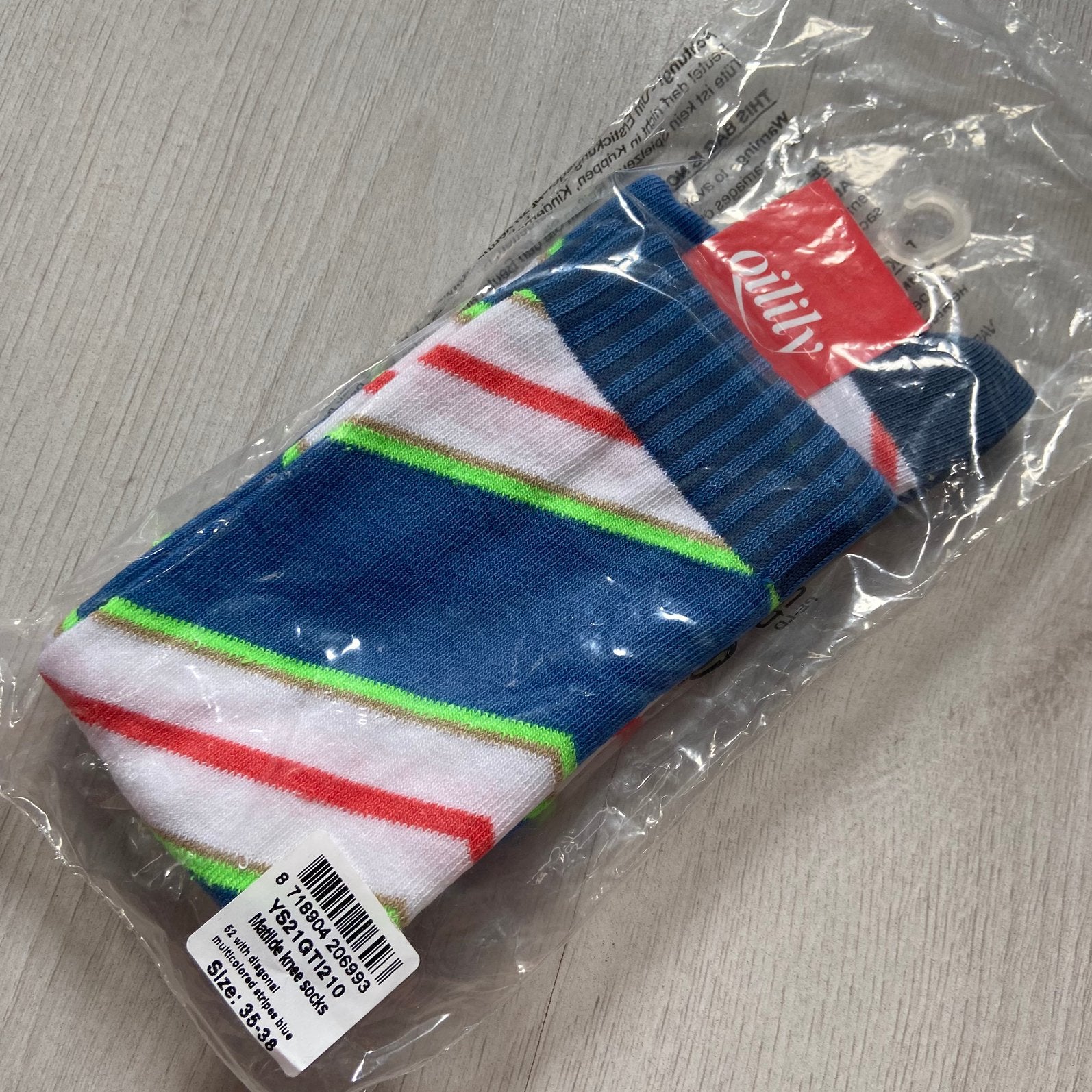 NIEUW blauw met wit gestreepte OILILY kniekousen 35-38, Verzenden, Nieuw, Meisje, Sokken