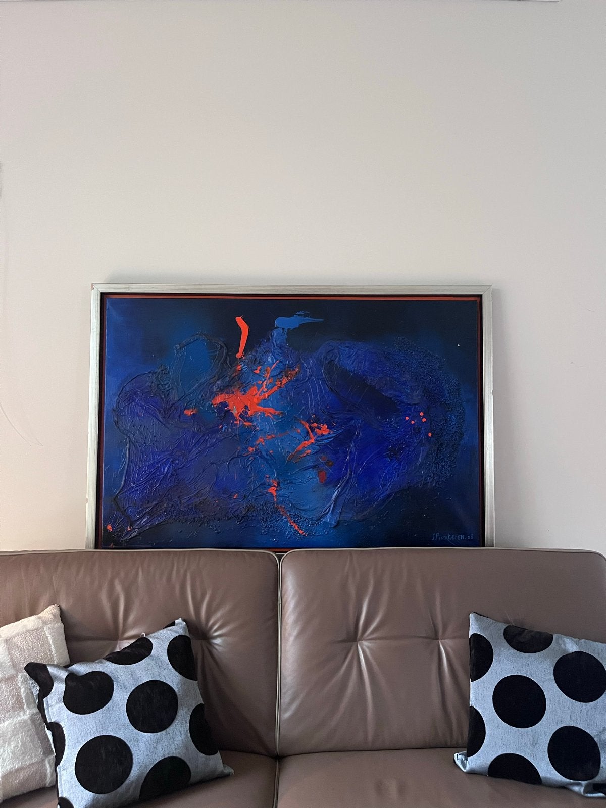 Groot abstract schilderij J. Pinxteren ’08 – 130  89 cm, Ophalen