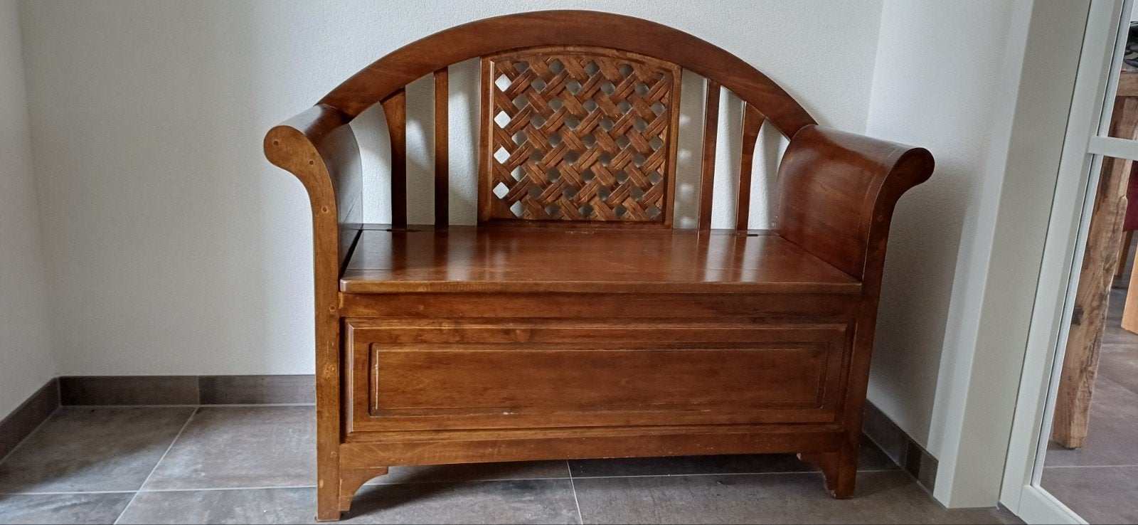 Houten bankje met opbergruimte - 115 cm breed, Ophalen