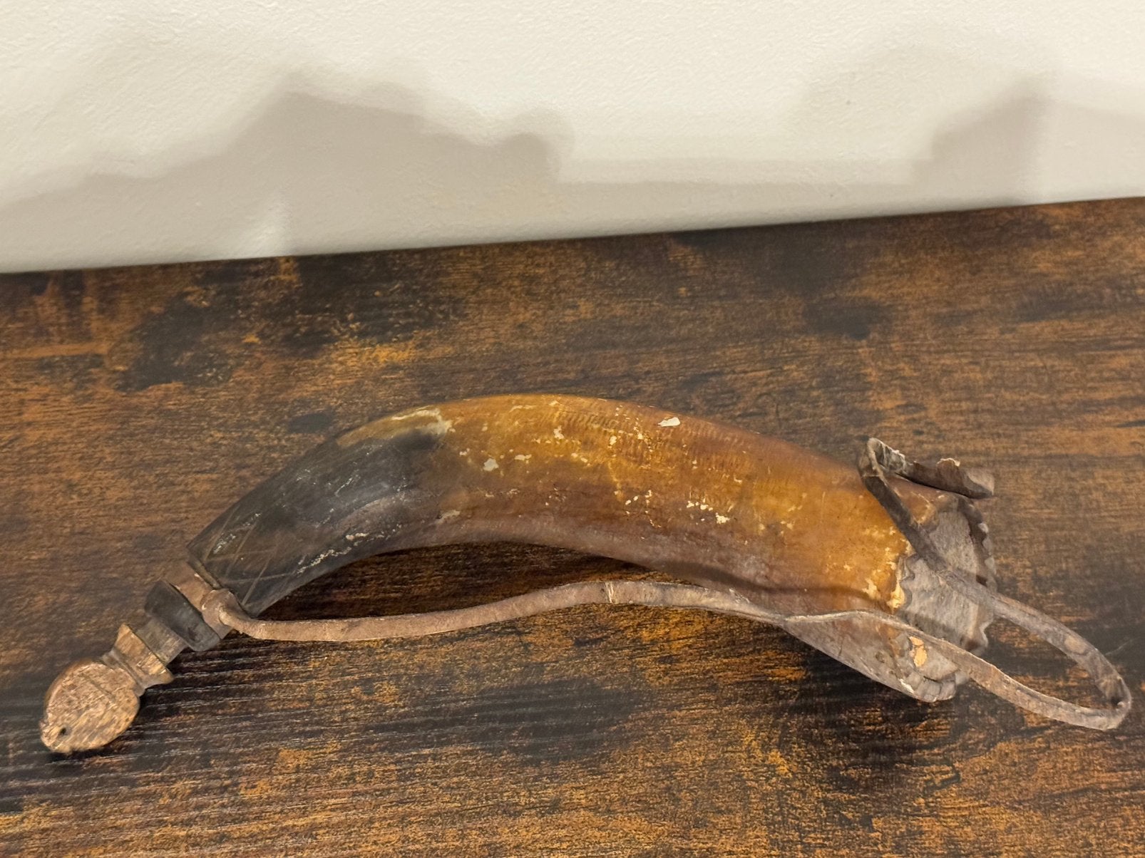 Antieke kruithoorn pistool revolver geweer militaria, Ophalen of Verzenden