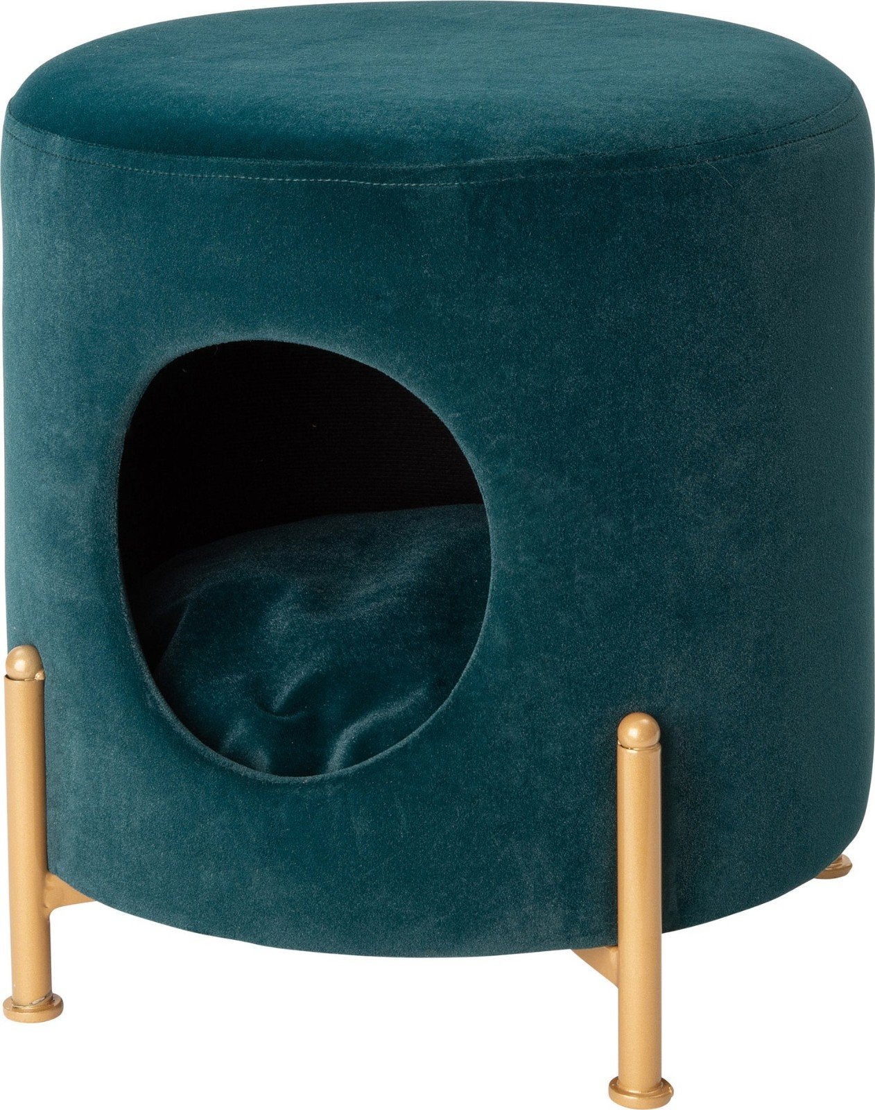 Intratuin poef met kattenhuis blauw D 35 H 39 cm, Ophalen, Nieuw