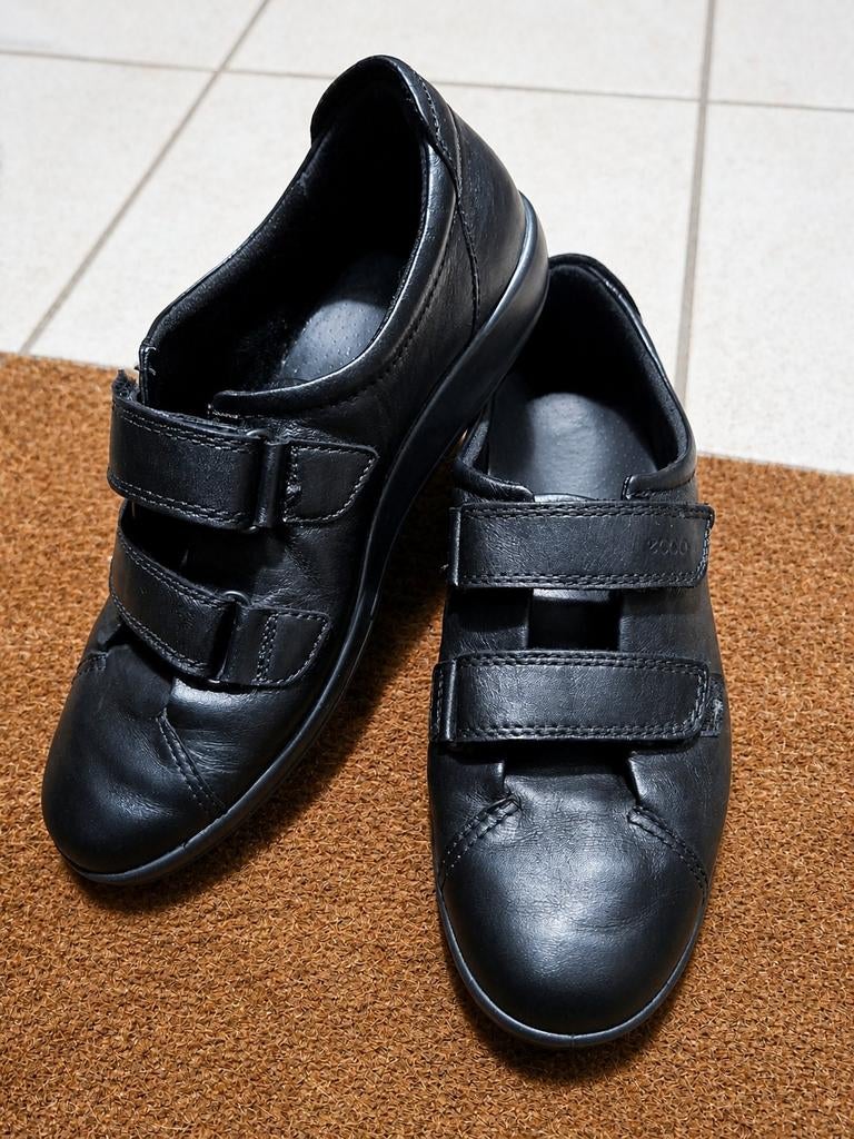 Ecco zwarte leren schoenen - maat 40 - Soft 2.0 (206513), Ecco, Schoenen met lage hakken, Zwart, Ophalen of Verzenden