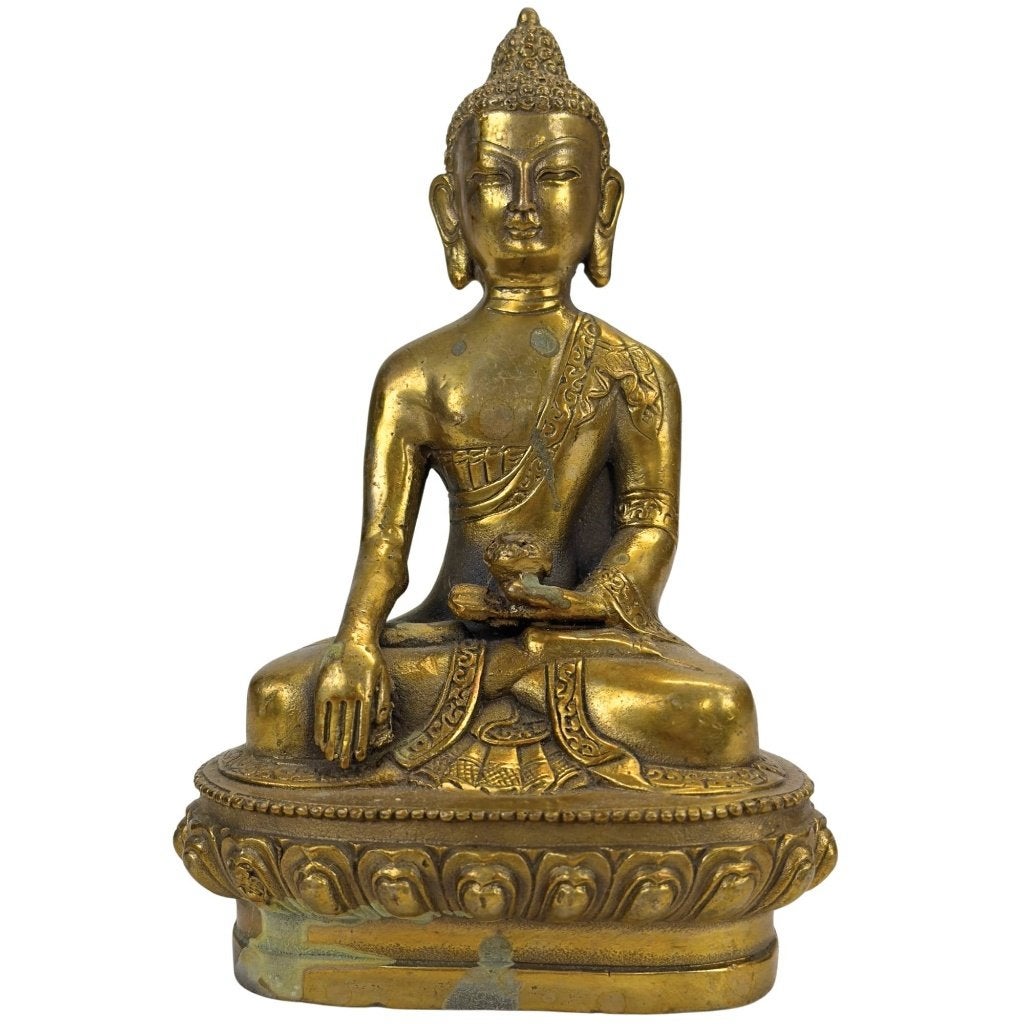 Boeddhabeeld – verguld brons – Bhumisparsha, Tibet, Ophalen of Verzenden, Beeld, Brons