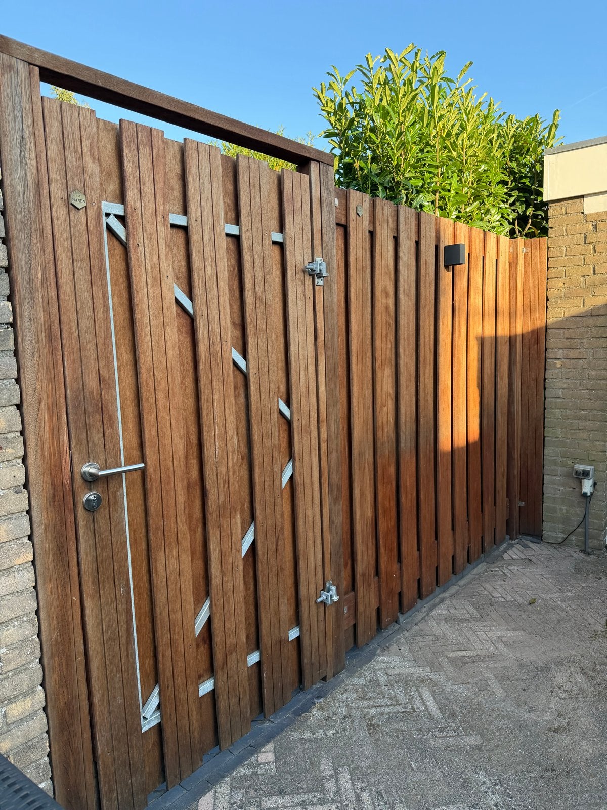 Poort hardhout met schutting hardhout, Ophalen, 1 tot 2 meter, Minder dan 3 meter, Nieuw