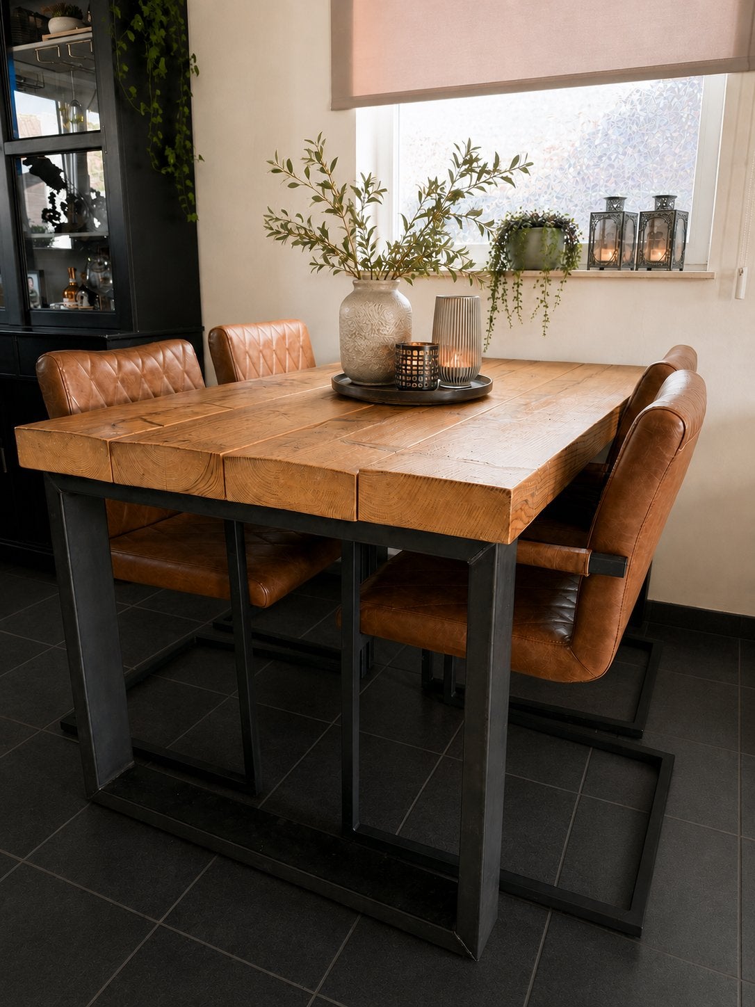 Eiken houten eettafel 4 pers & salontafel, Ophalen, 200 cm of meer, 50 tot 100 cm, Zo goed als nieuw