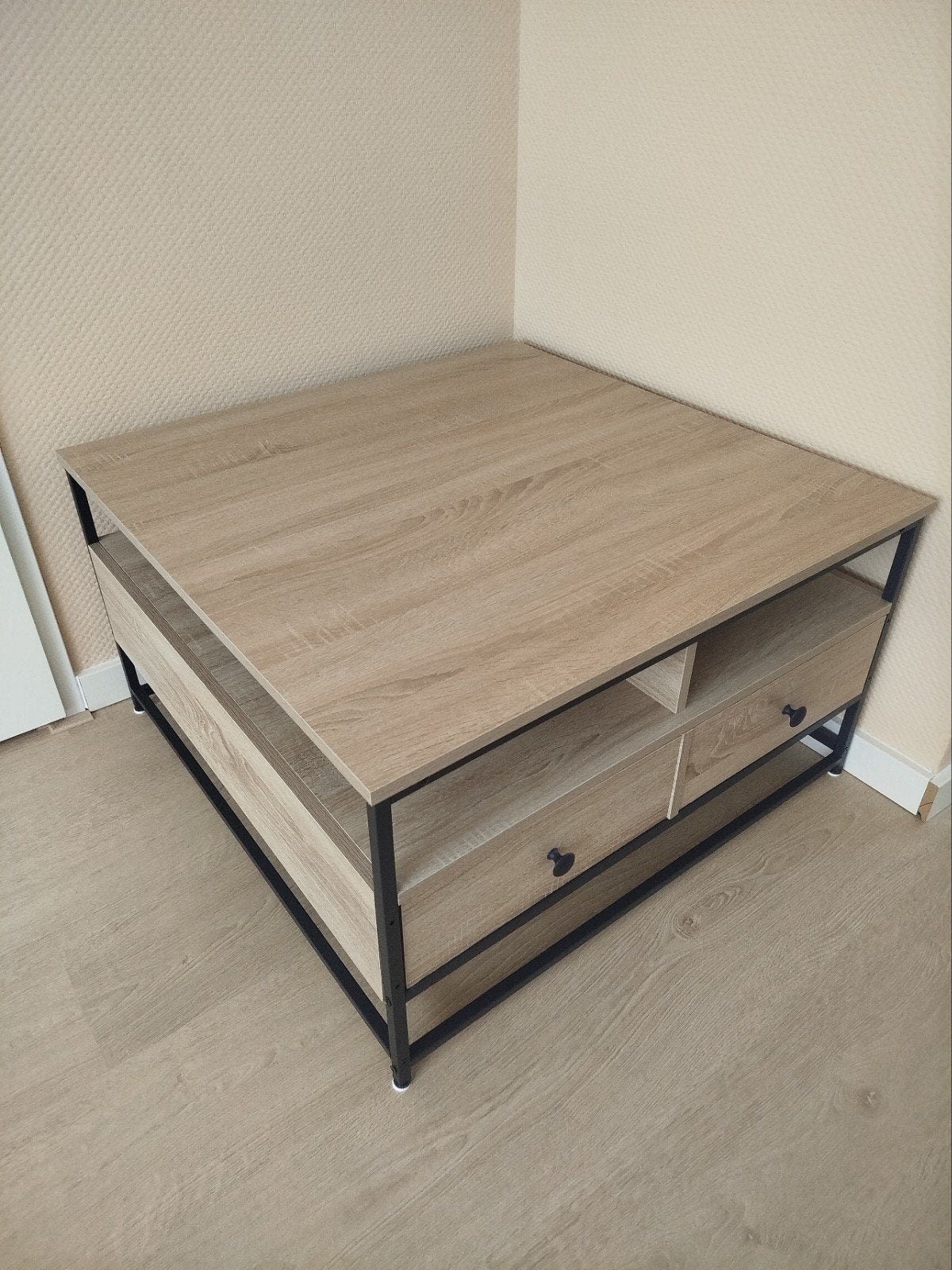 Salontafel 80x80 cm met lades - Modern design, Huis en Inrichting, Tafels | Salontafels, 50 tot 100 cm, Modern, Industrieel, Vierkant