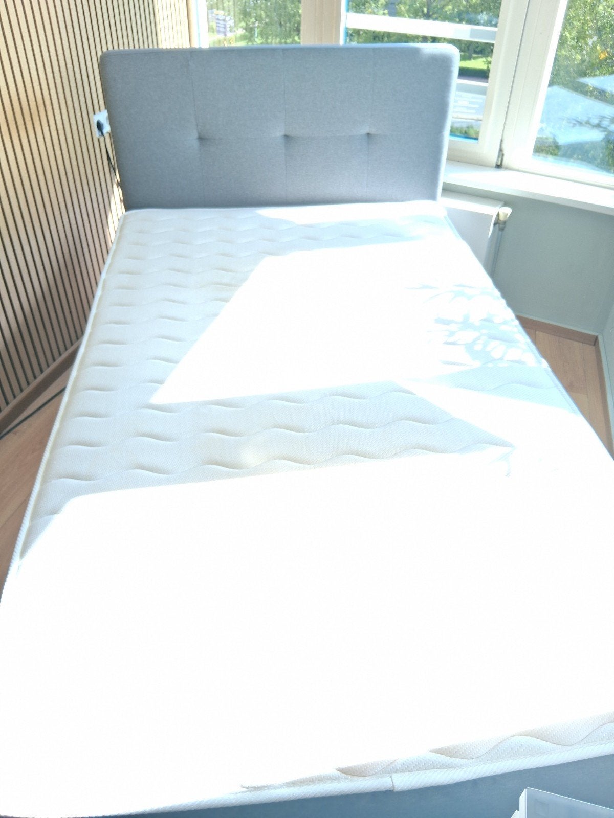 Boxspring met hoofdbord, Huis en Inrichting, Ophalen, Gebruikt, Twijfelaar, 120 cm