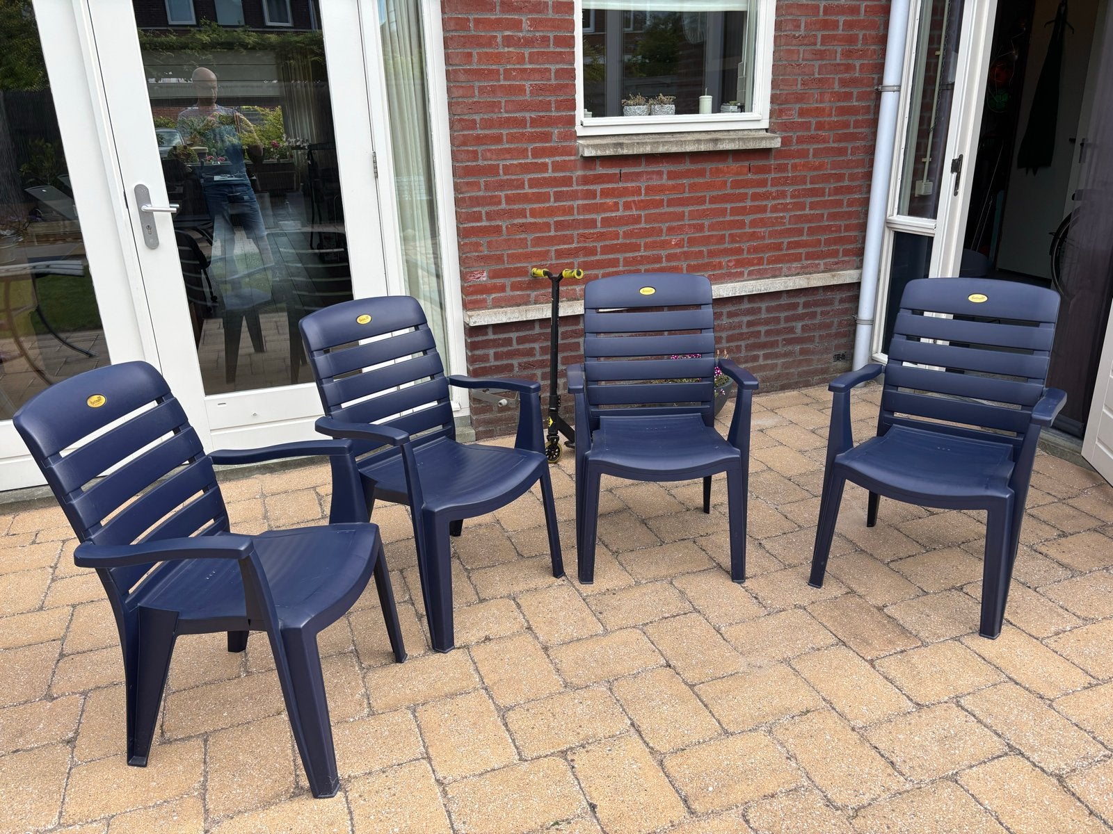 4x Hartman Prestige tuinstoelen - donkerblauw, Ophalen, Zo goed als nieuw, Kunststof, Stapelbaar
