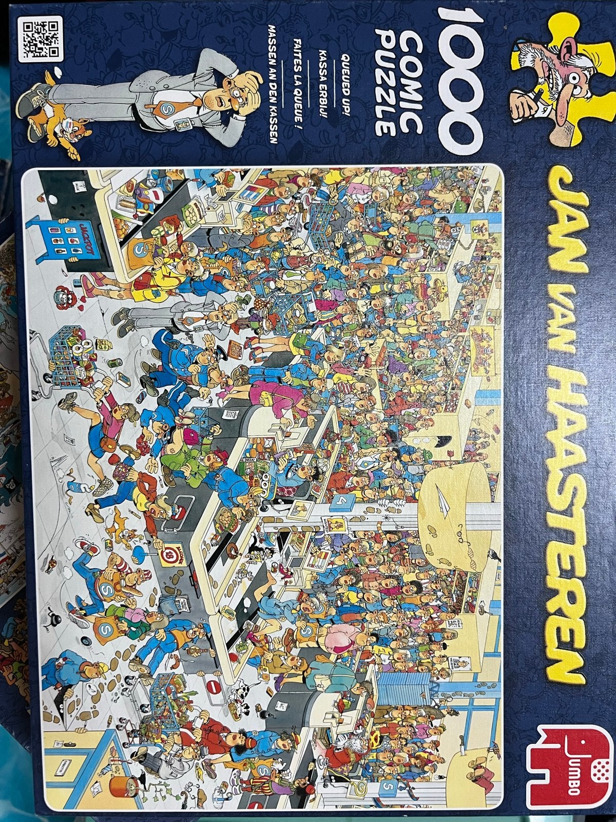 Jan van Haasteren Comic Puzzle 1000 stukjes - Queued Up!, Ophalen of Verzenden, Meer dan 50 stukjes, Gebruikt, 6 jaar of ouder