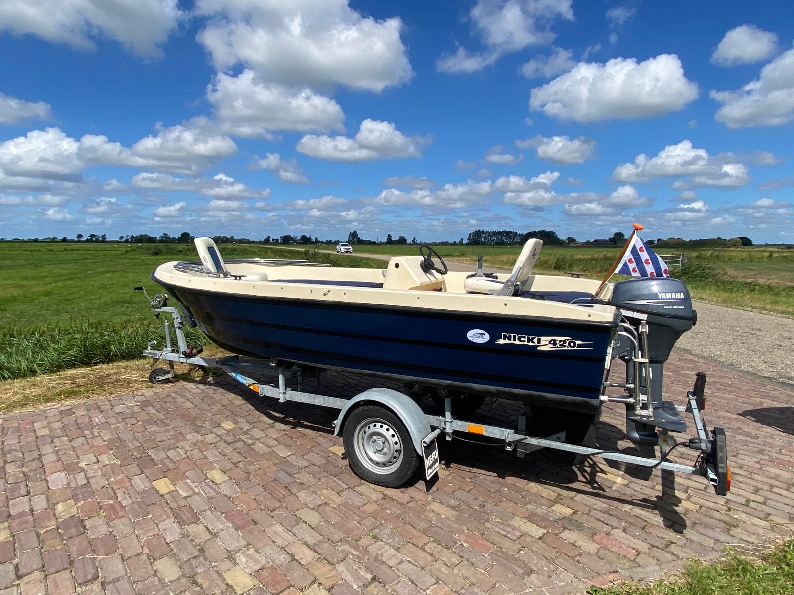 Consoleboot sloep nicky 420 yamaha 9.9 2010 en pega trailer, Ophalen, Gebruikt, 42 m, Tot 10 pk