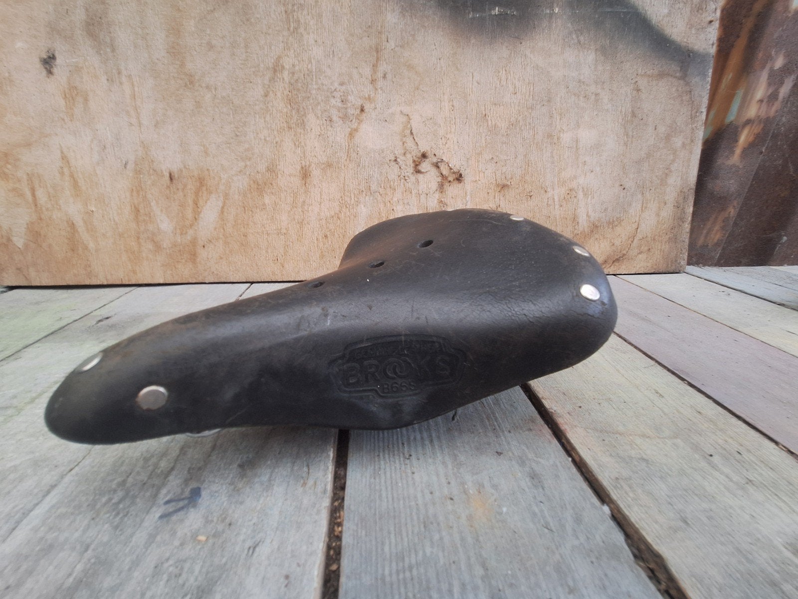 Zwarte leren Brooks zadel, model B66S, Fietsen en Brommers, Fietsonderdelen, Ophalen, Leer, Zo goed als nieuw, Brooks