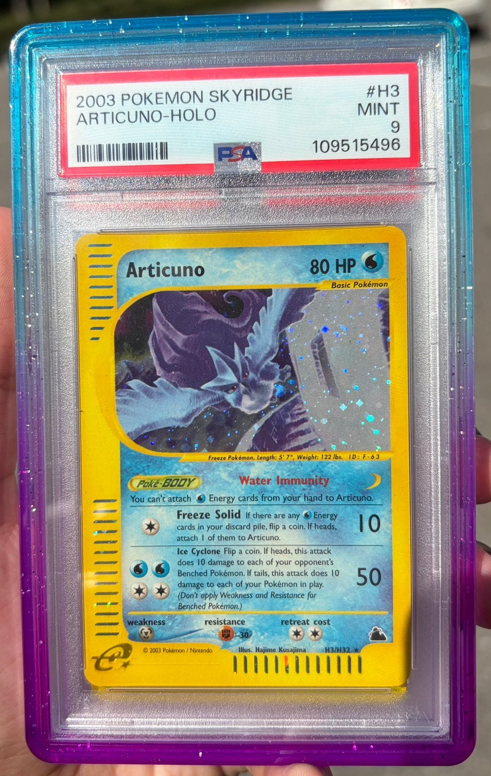 Articuno holo #H3 PSA 9 Skyridge pokemon 2003, Ophalen of Verzenden, Zo goed als nieuw
