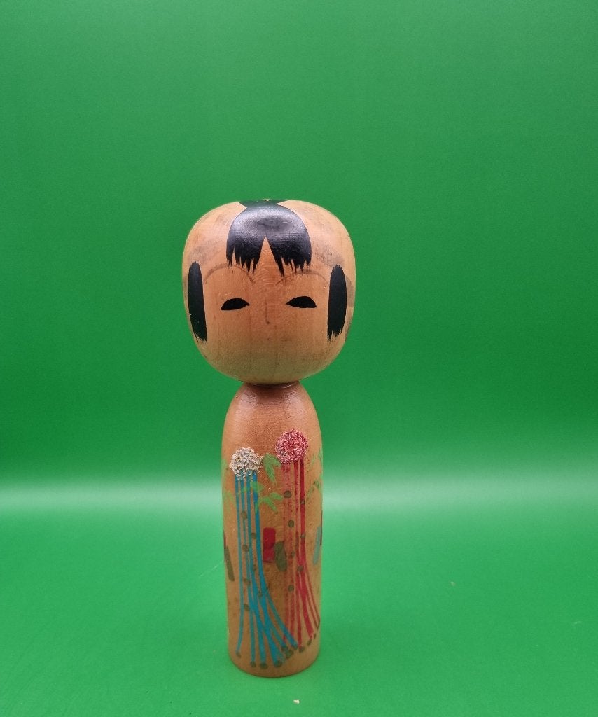 Leuke Sendai Tanabata Matsuri Kokeshi, Antiek en Kunst, Hout, Ophalen of Verzenden, Geschilderd, 14 cm