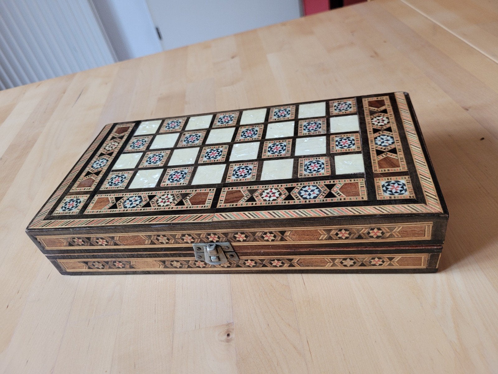 Heel mooi mozaïek Backgammon spel, handgemaakt inlegwerk, Ophalen