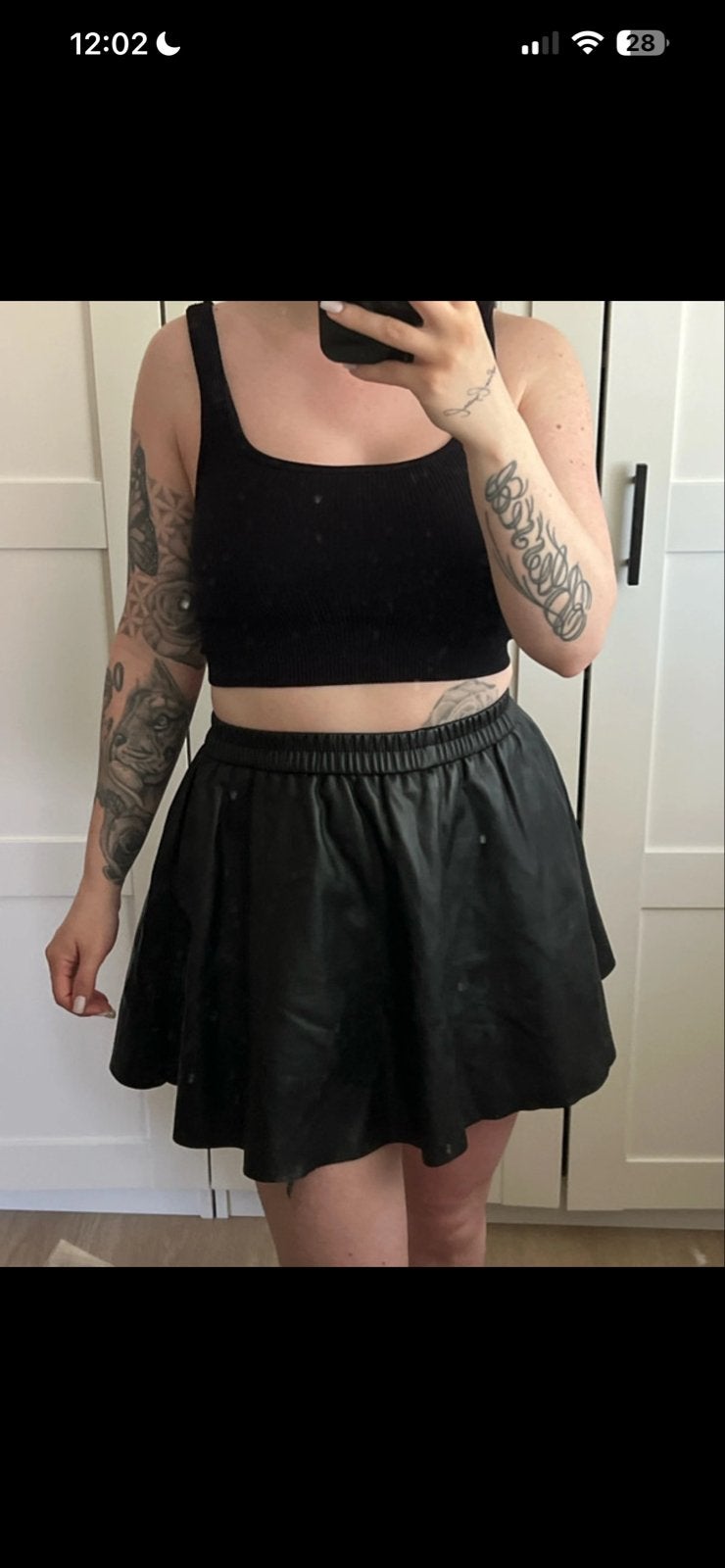 Zwart leren rokje van Coolcat - Maat S, Kleding | Dames, Rokken, Zwart, Ophalen of Verzenden, Zo goed als nieuw, Maat 36 (S)