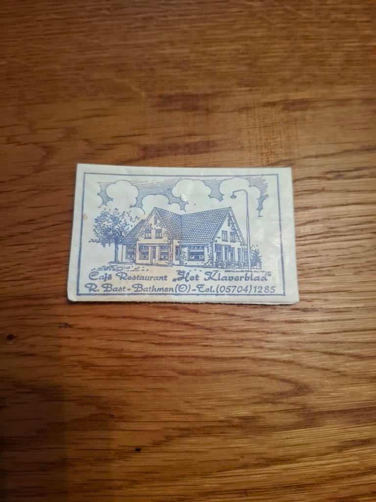 Cafe restaurant Het Klaverblad Bathmen suikerzakje, Verzamelen, Ophalen of Verzenden, Nederland