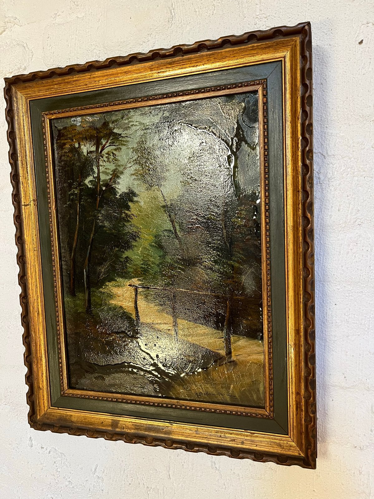 Antiek Gesigneerd Schilderij Paul Schouten  Bosgezicht, Ophalen of Verzenden