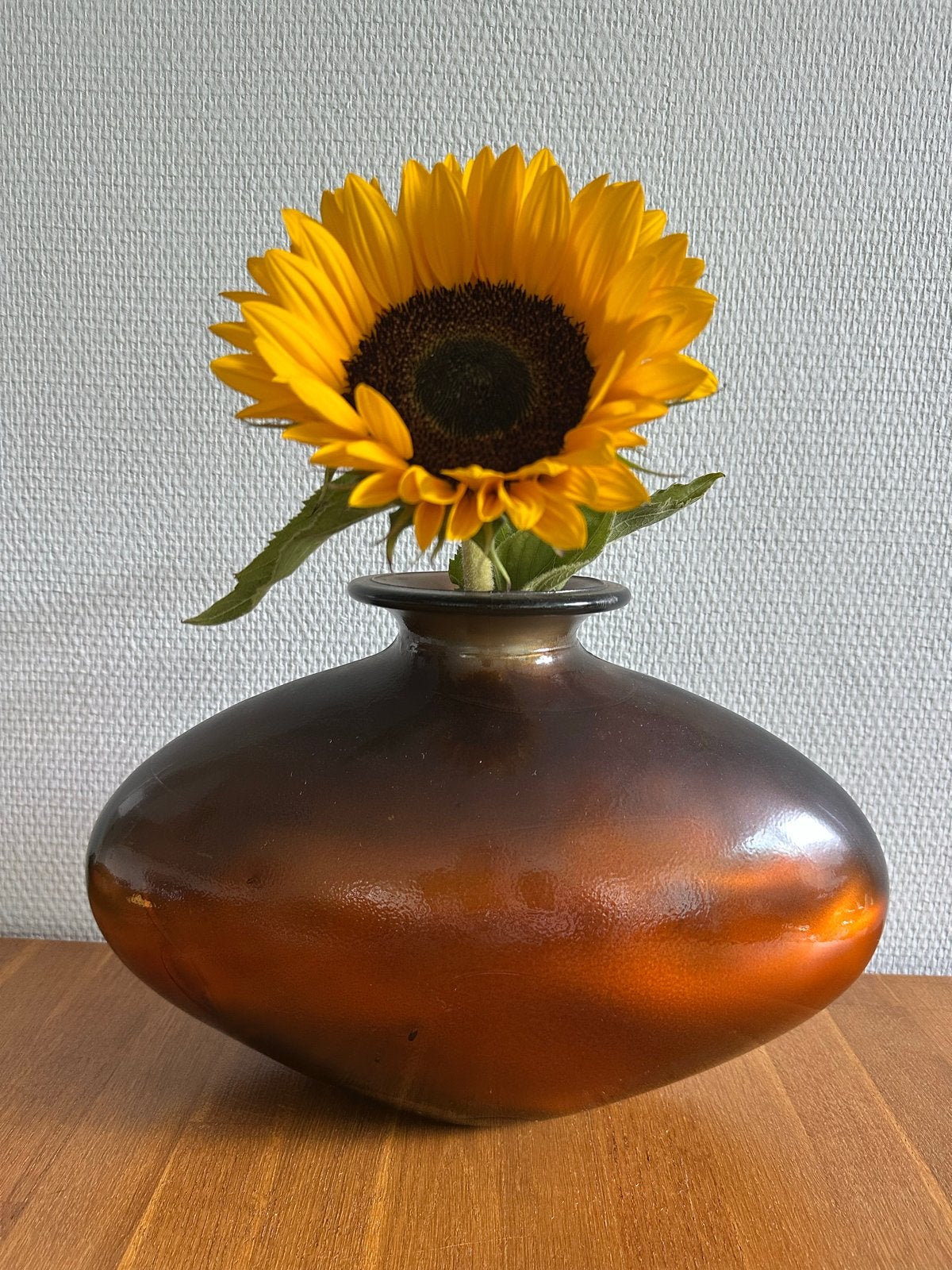 Unieke glazen vaas met bronzen gloed, Antiek en Kunst, Ophalen