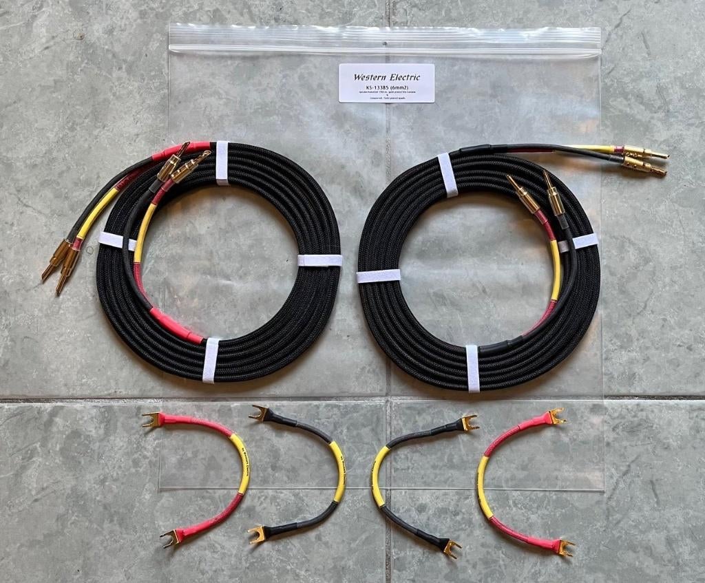 Western Electric speakerkabels 350cm + bi-wire jumpers, Ophalen of Verzenden, Zo goed als nieuw, 2 tot 5 meter, Luidsprekerkabel
