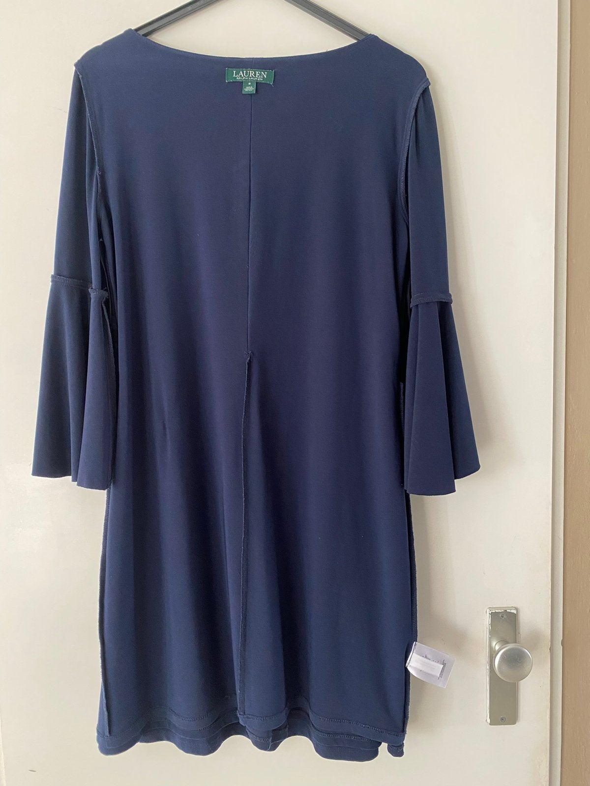 Lauren Ralph Lauren jurk met trompetmouwen, Kleding | Dames, Ophalen of Verzenden, Zo goed als nieuw, Maat 36 (S), Blauw