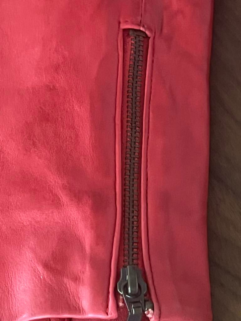 Leren rode jack maat S, Ophalen of Verzenden, Gedragen, Maat 36 (S), Rood