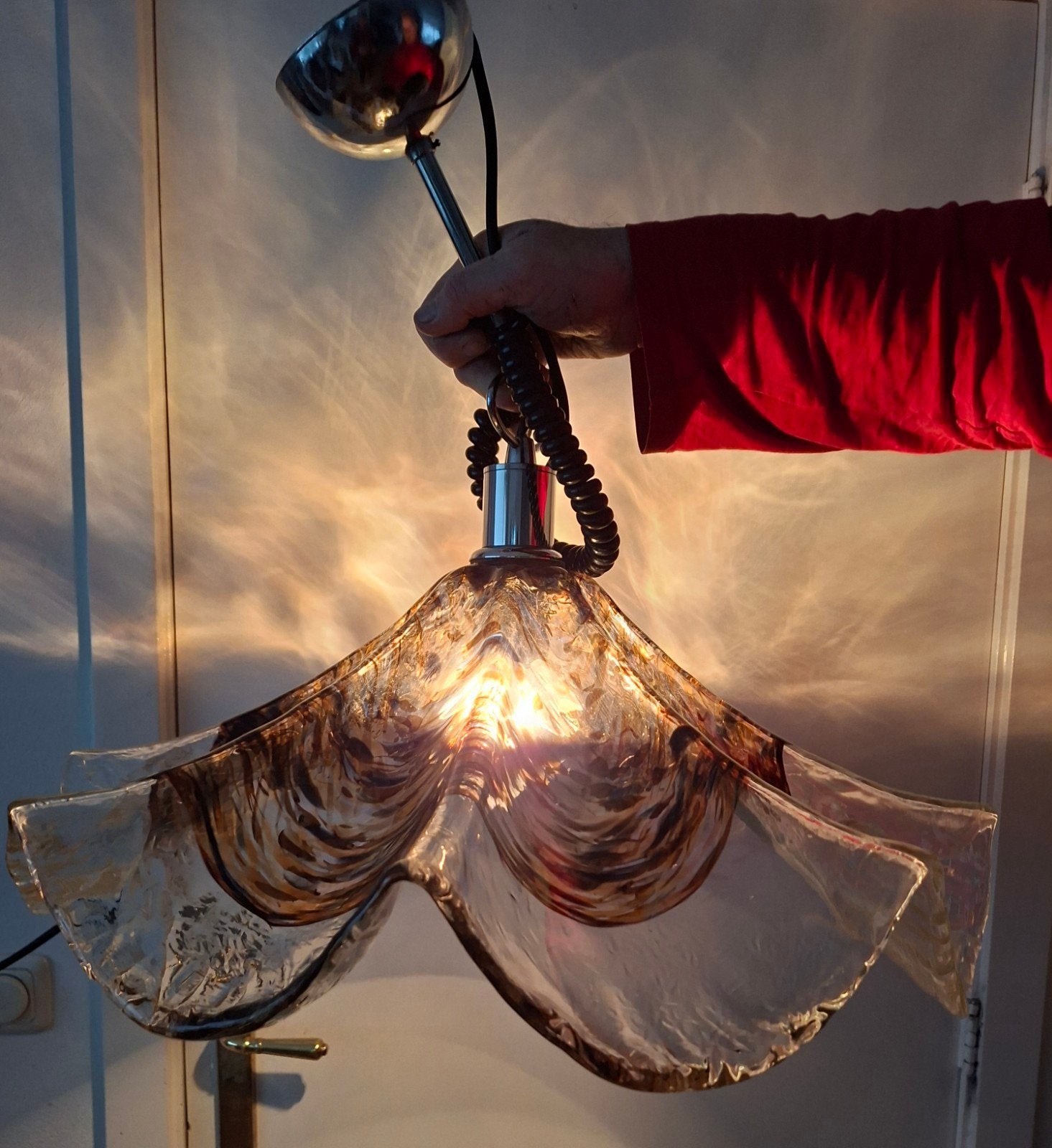 Mazzega unica Carlo Nason glazen hanglamp met uniek patroon, Ophalen