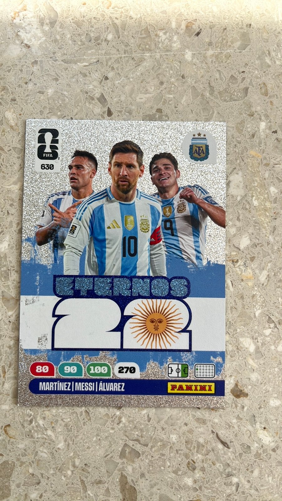 Panini plaatje martinez messi en alvarez, Ophalen of Verzenden, Zo goed als nieuw, Buitenlandse clubs, Poster, Plaatje of Sticker