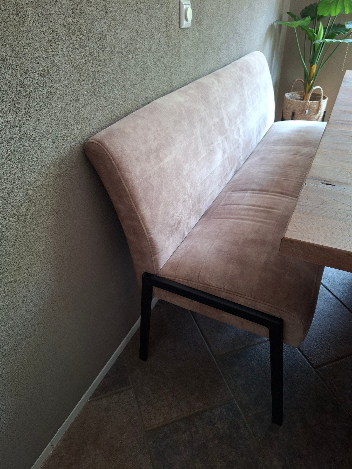Champagne kleurig bankje, Ophalen, Gebruikt, 150 tot 200 cm, Driepersoons
