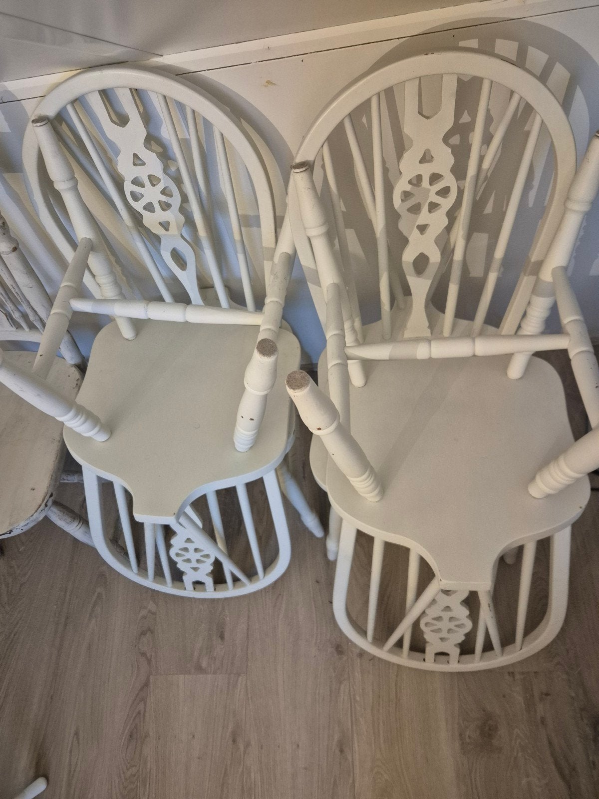 6 witte houten stoelen, gratis op te halen, Huis en Inrichting, Ophalen, Gebruikt, Wit, Vijf, Zes of meer stoelen