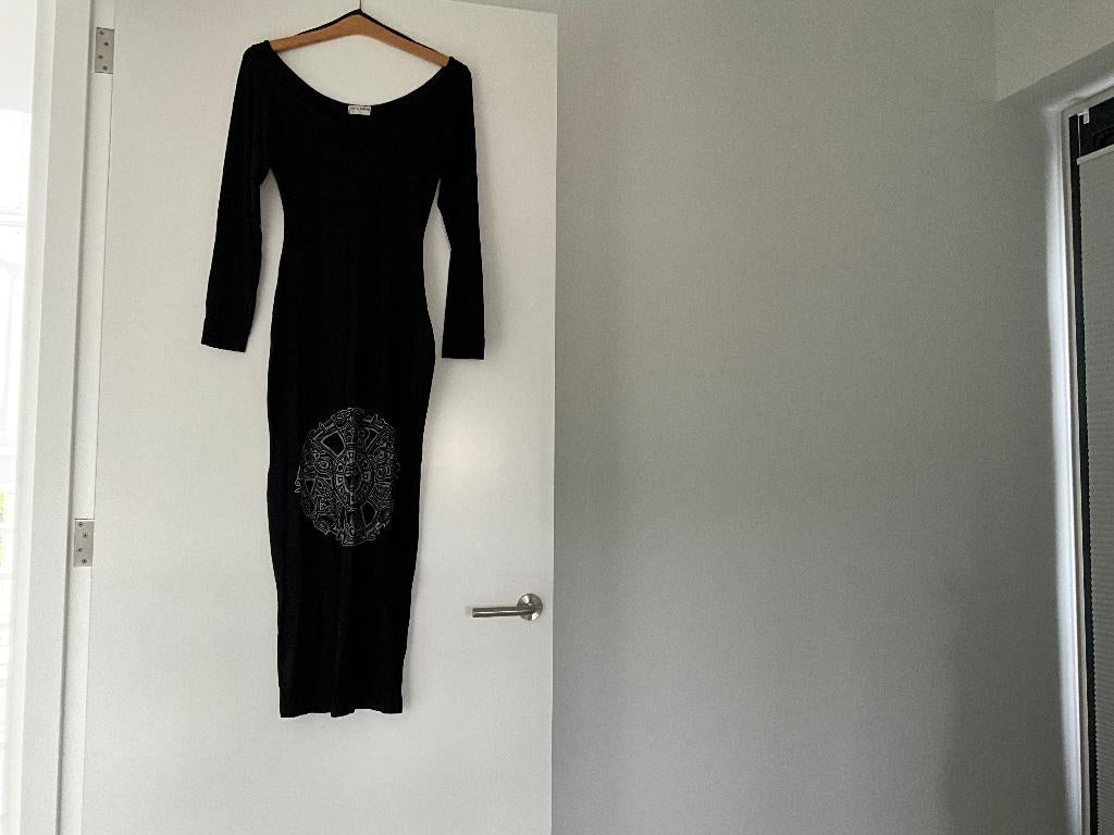 Vintage lange jurk Mac & Maggie zwart maat S, Zwart, Mac & Maggie, Ophalen of Verzenden, Maat 36 (S)