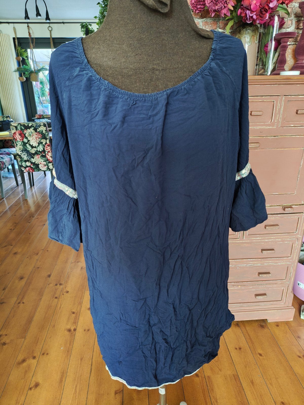 tuniek blauw Ibiza boho stijl maat m l, Ophalen of Verzenden, Gedragen, Maat 38/40 (M), Blauw