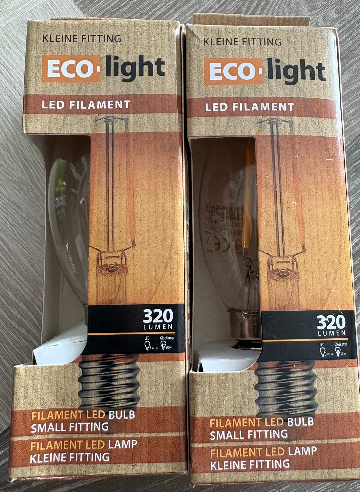 2x ECO-light LED Filament Lamp E14, 320 Lumen, Kleine Fittin, Huis en Inrichting, Ophalen of Verzenden, Zo goed als nieuw, E14 (klein)