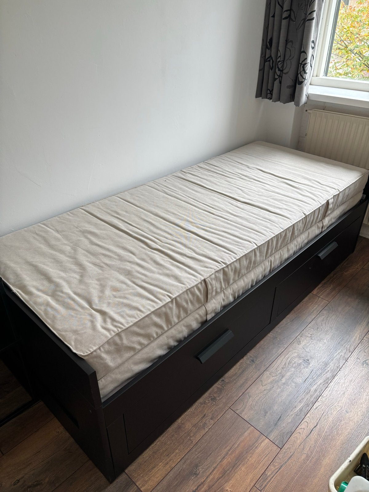 Uitschuifbed met lades en nachtkastje (90x200), Ophalen, Gebruikt, 90 cm, Eenpersoons