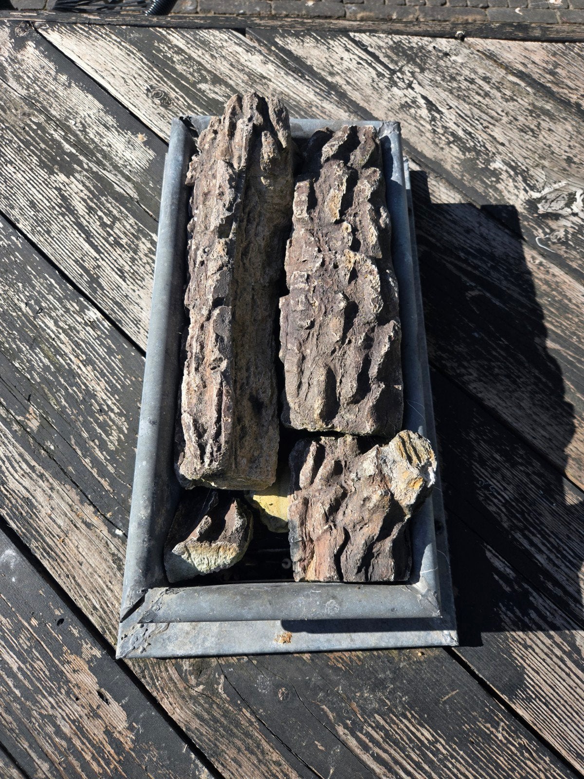 vuurtafel, gastafel, vuurvaste houtblokken, Tuin en Terras, Ophalen, Gebruikt
