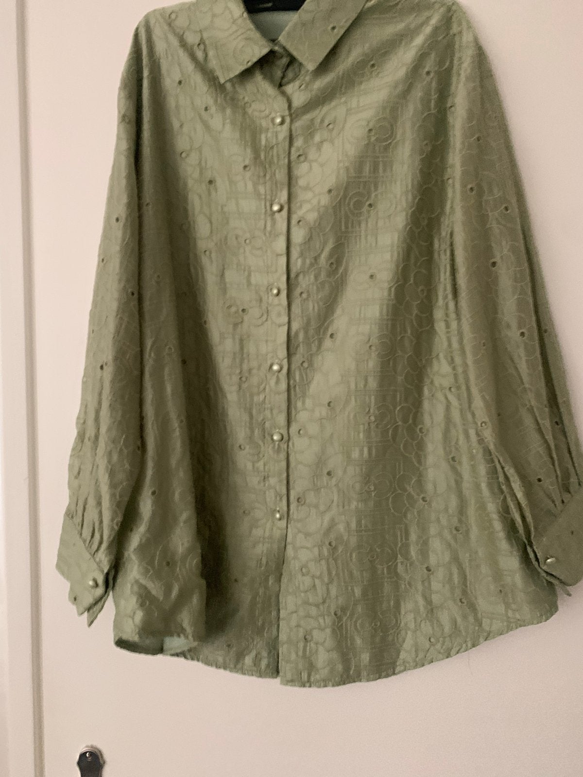 White Icy Groene Blouse met Borduurwerk - Maat L/XL, Ophalen of Verzenden, Nieuw, Maat 42/44 (L), Groen