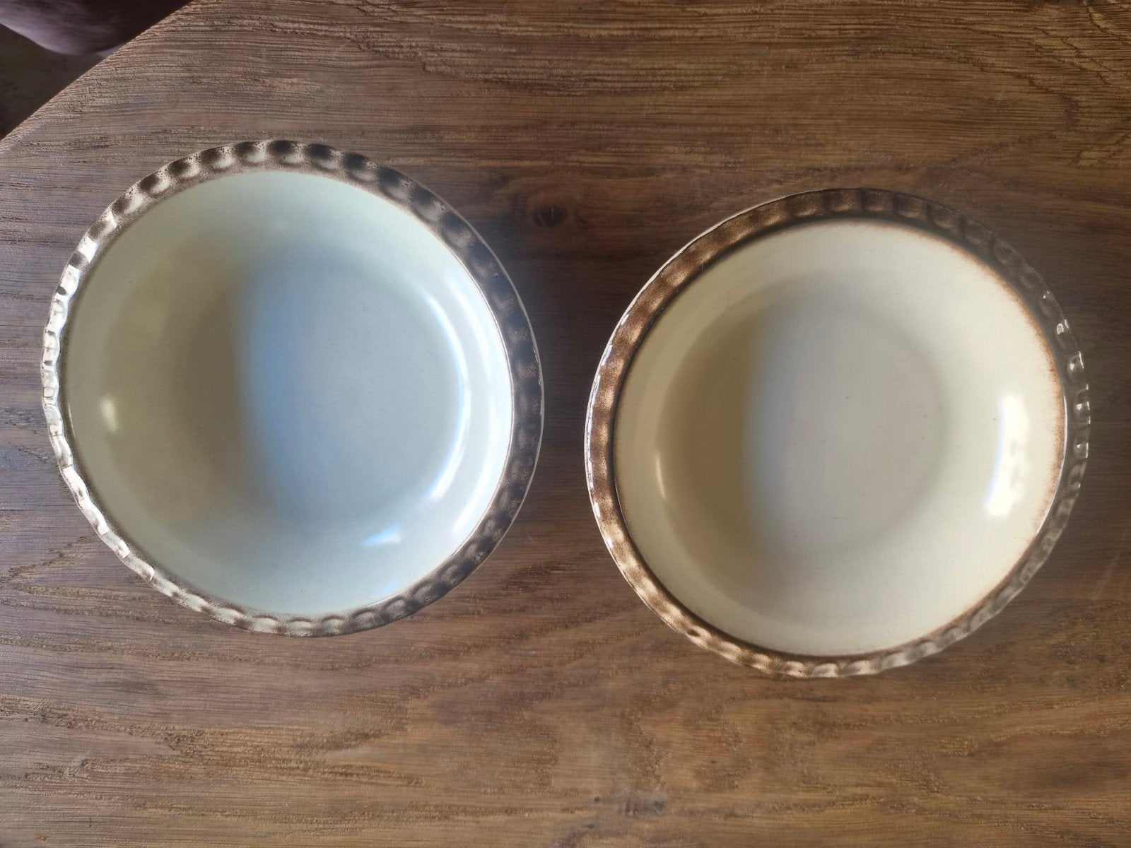 Set van 2 Vintage Gerzit Schalen - Crème/Bruin, Ophalen