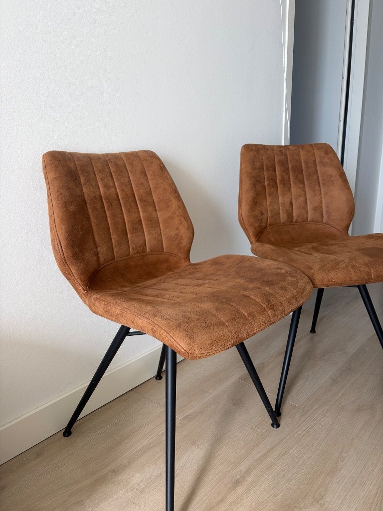 Eetkamer stoelen, Ophalen, Gebruikt, Bruin, Leer