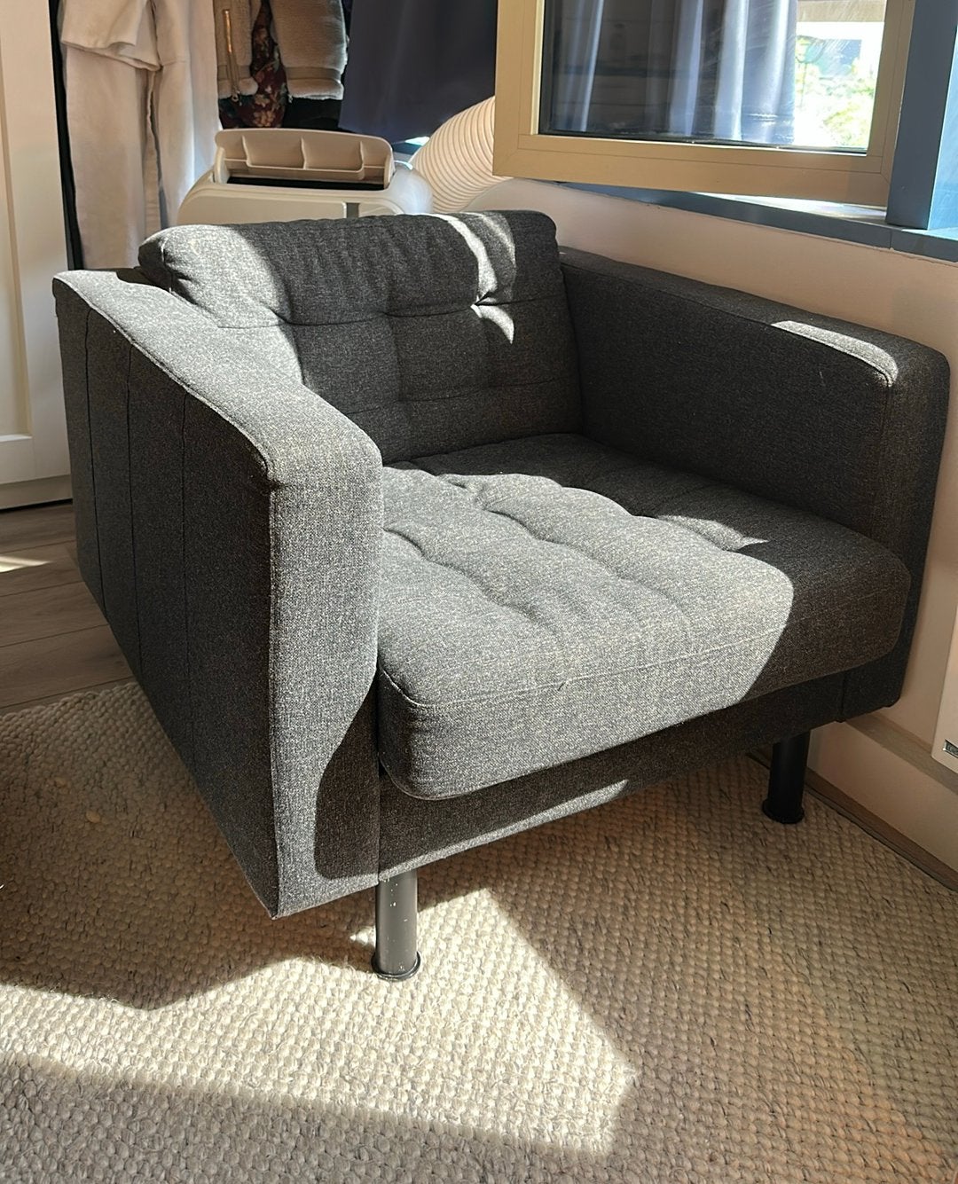 LANDSKRONA Fauteuil, Gunnared donkergrijs, Huis en Inrichting, Banken | Bankstellen, Ophalen, Eenpersoons, 75 tot 100 cm, Zo goed als nieuw