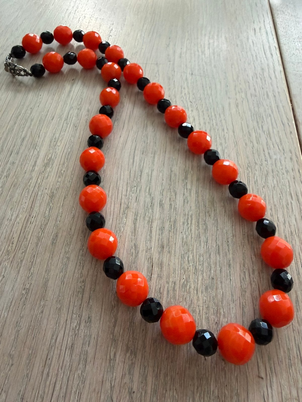 Vintage facetgeslepen kralen ketting, Verzenden, Zo goed als nieuw, Overige materialen