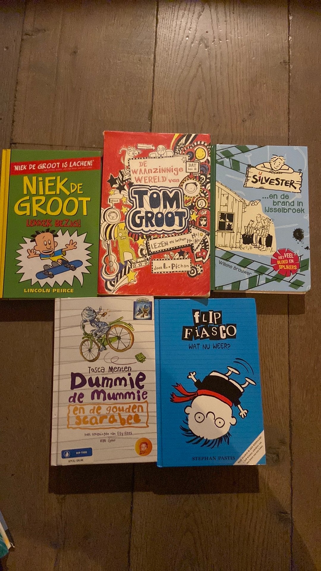 4 kinderboeken: Flip Fiasco, Tom Groot, Silvester, Dummie, Boeken, Ophalen, Gelezen, Fictie algemeen