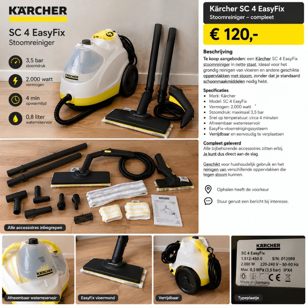 karcher stoom reiniger sc4 easyfix, Ophalen of Verzenden, Zo goed als nieuw, Stoomreiniger