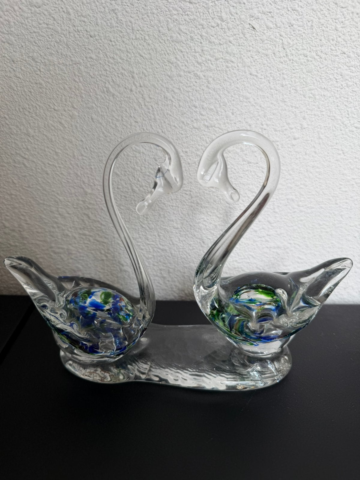 Vintage zwanenbeeldje van glas (murano style) 18x14 cm, Ophalen of Verzenden