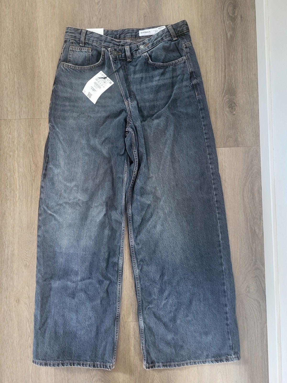 spijkerbroek wide leg, Bershka, maat 40, Nieuw!, Blauw, Nieuw, W30 - W32 (confectie 38/40), Bershka