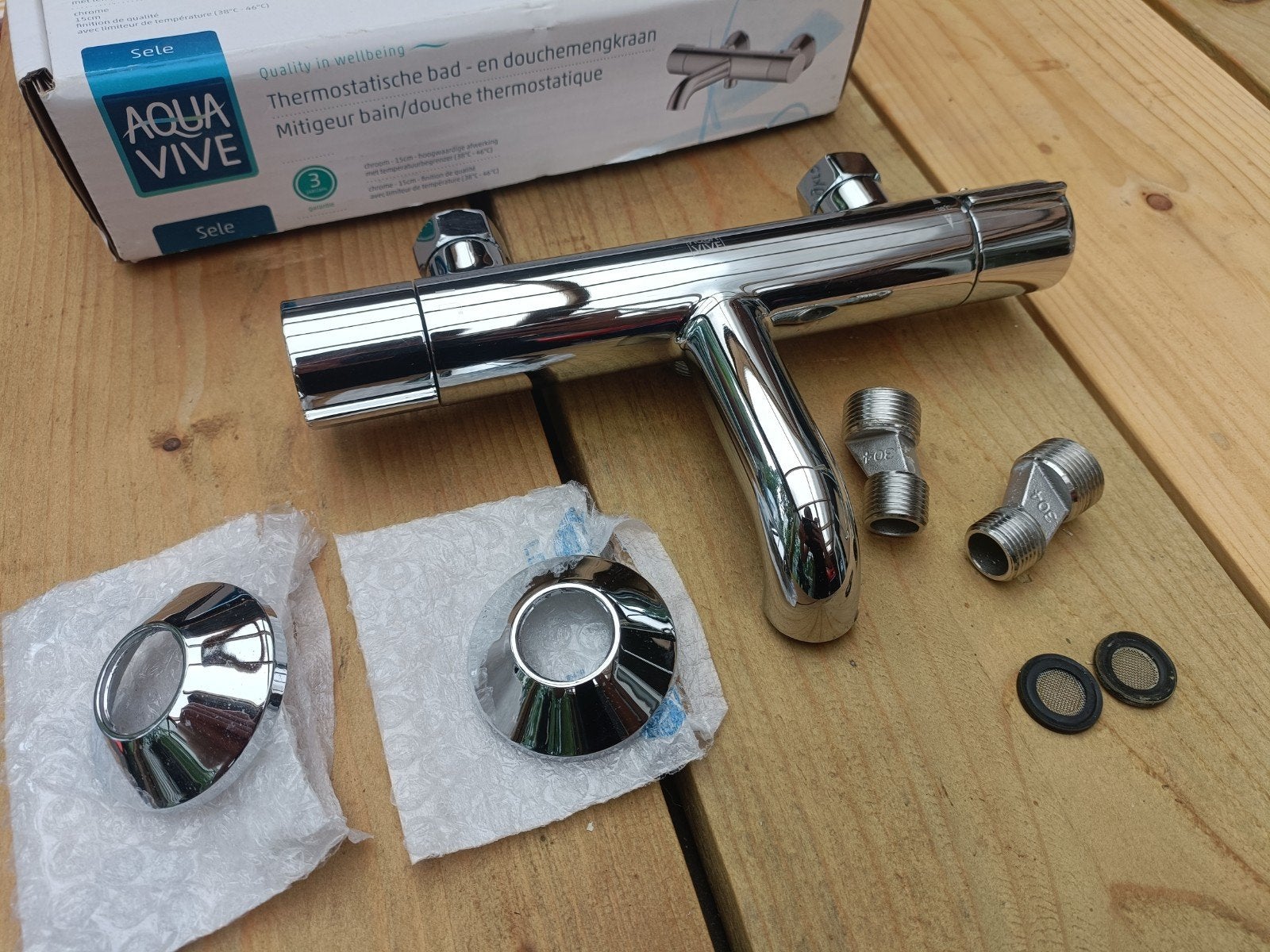 Aquavive Sele Thermostatische Badmengkraan Chroom, Ophalen of Verzenden, Zo goed als nieuw, Chroom, Bad