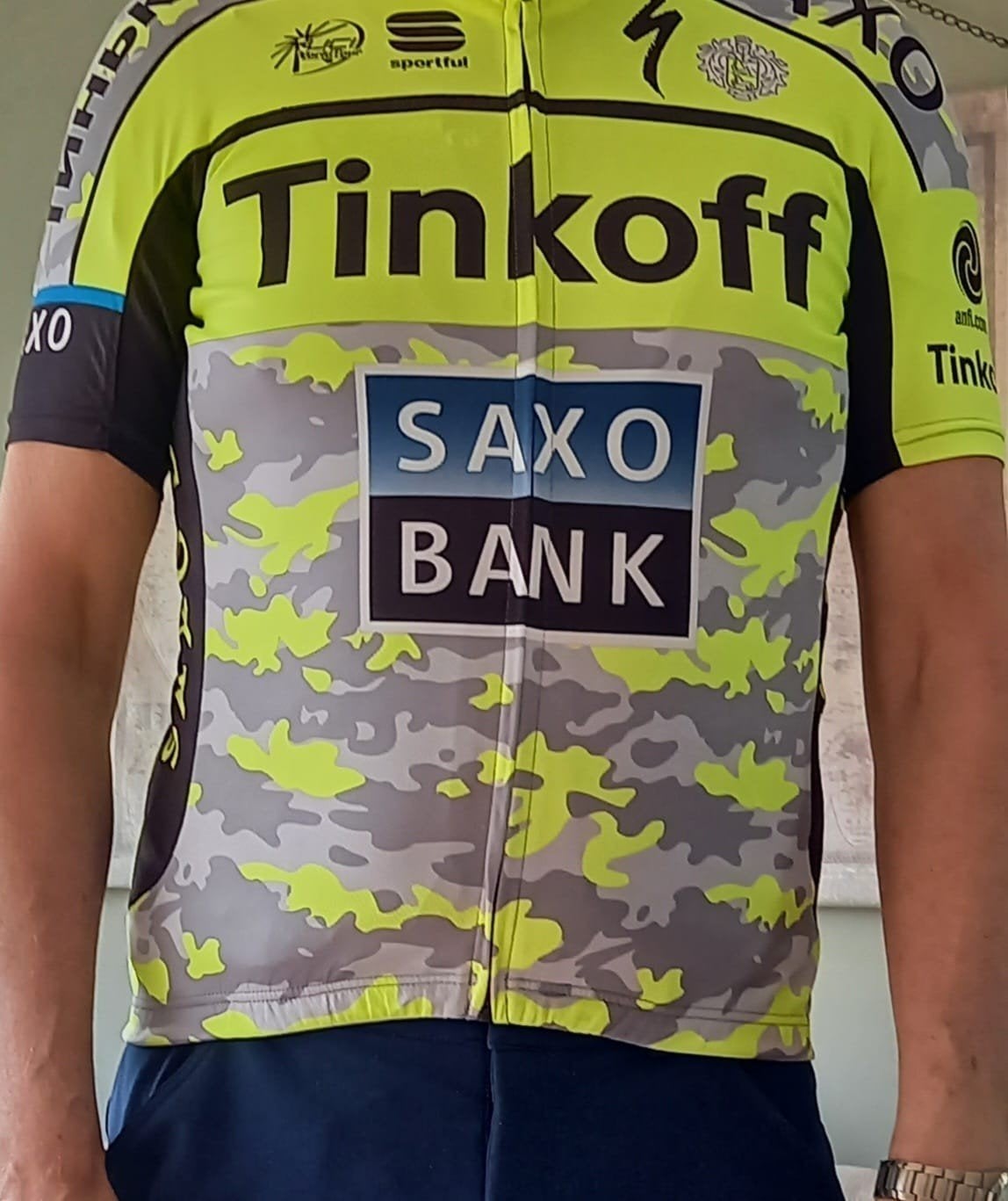 Tinkoff Saxo wielershirt maat L, Ophalen, Tinkoff Saxo, Overige maten, Zo goed als nieuw