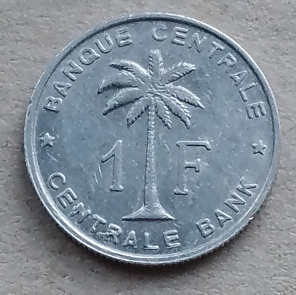 Belgisch Congo, Rwanda-Urundi 1 franc 1959, Ophalen of Verzenden, Overige landen, Losse munt