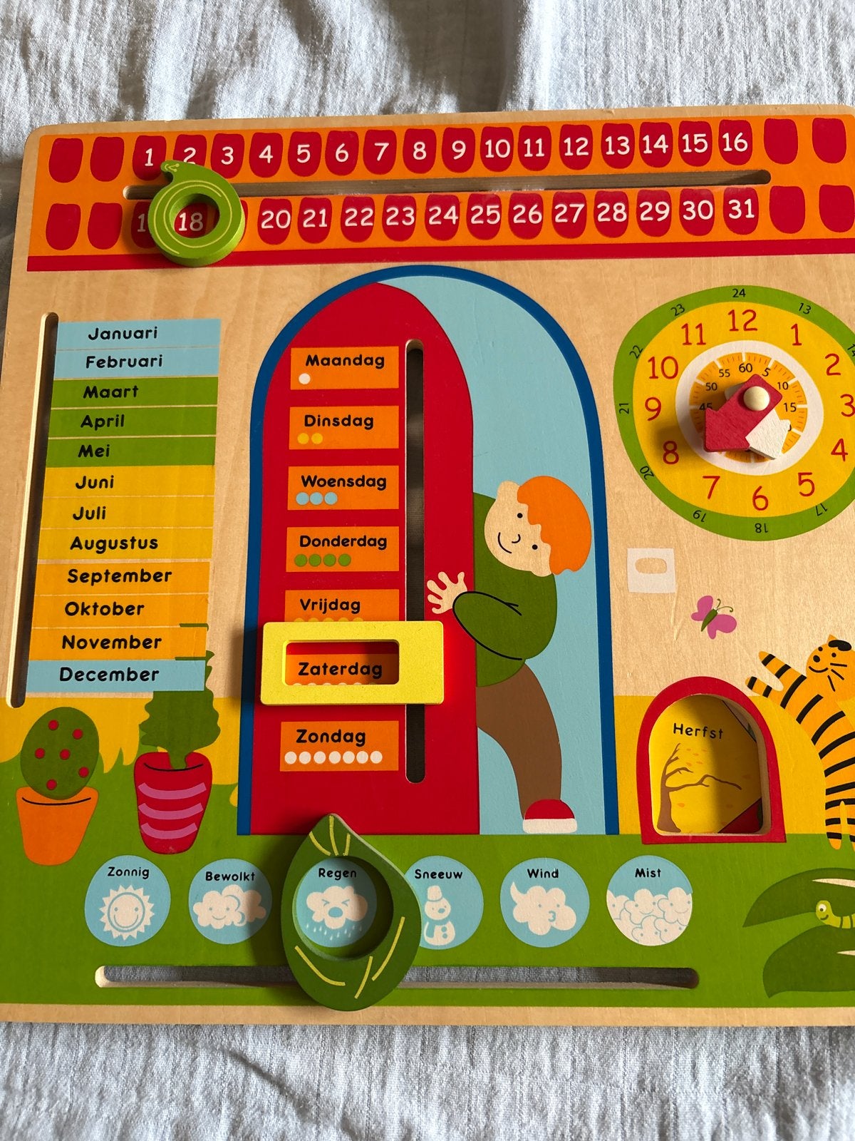 Houten leerkalender voor kinderen, Ophalen, Dagkalender, Gebruikt