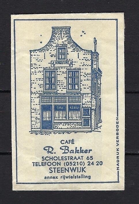 1202 Steenwijk cafe R. BAKKER, Ophalen of Verzenden, Nederland